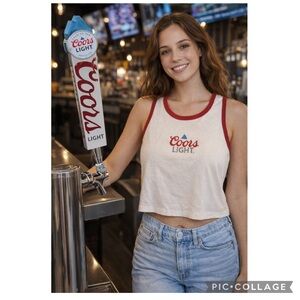 NEW COORS LIGHT VIDEO VINTAGE-STYLE EMBROIDERED GRAPHIC RINGER TANK